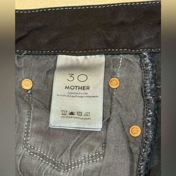 MOTHER The Looker High Waist Ankle Fray Last Call Dark Blue Jeans Size 30 - Picture 7 of 11